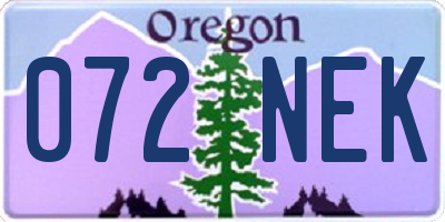 OR license plate 072NEK
