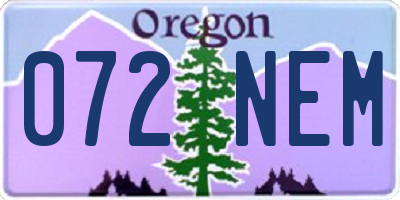 OR license plate 072NEM