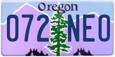 OR license plate 072NEO