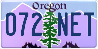 OR license plate 072NET