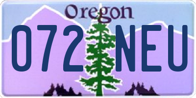 OR license plate 072NEU