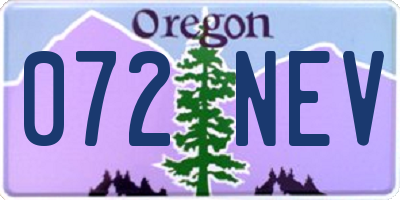 OR license plate 072NEV