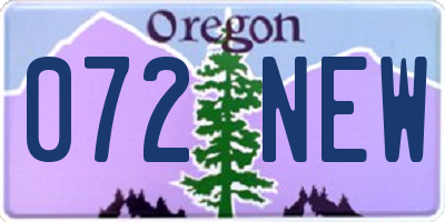 OR license plate 072NEW
