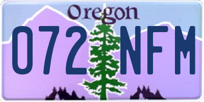 OR license plate 072NFM