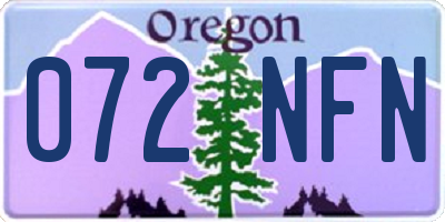 OR license plate 072NFN
