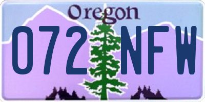 OR license plate 072NFW