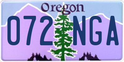 OR license plate 072NGA