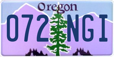 OR license plate 072NGI