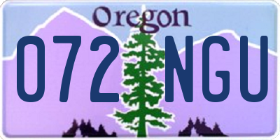 OR license plate 072NGU