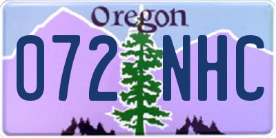 OR license plate 072NHC