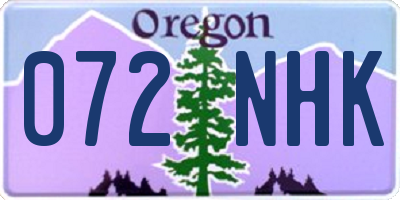 OR license plate 072NHK