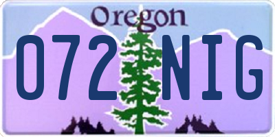 OR license plate 072NIG