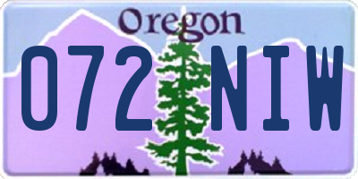 OR license plate 072NIW