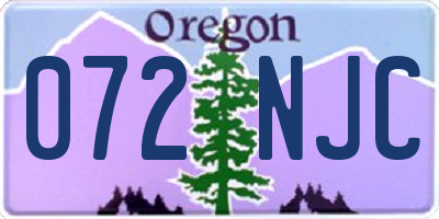 OR license plate 072NJC