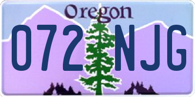 OR license plate 072NJG