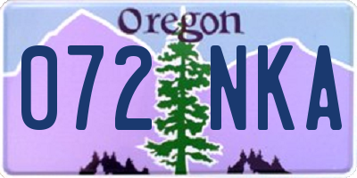 OR license plate 072NKA
