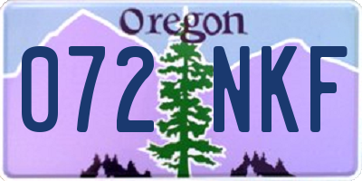 OR license plate 072NKF