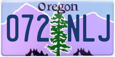OR license plate 072NLJ