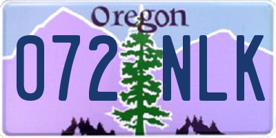 OR license plate 072NLK