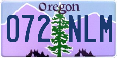 OR license plate 072NLM