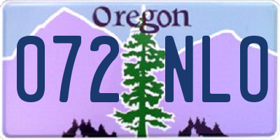 OR license plate 072NLO