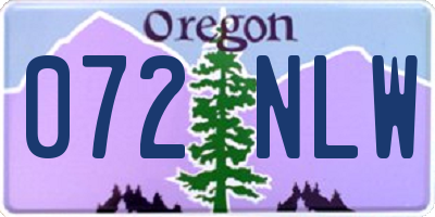 OR license plate 072NLW