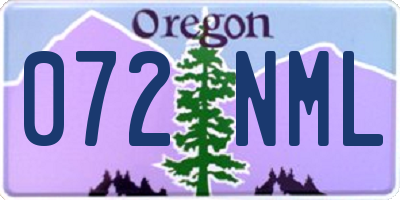OR license plate 072NML