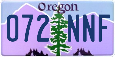 OR license plate 072NNF