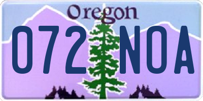 OR license plate 072NOA