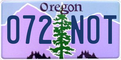 OR license plate 072NOT