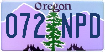 OR license plate 072NPD