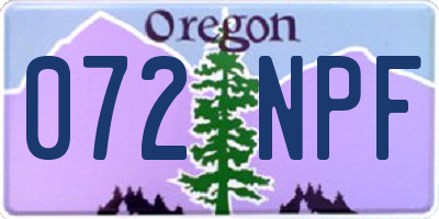 OR license plate 072NPF