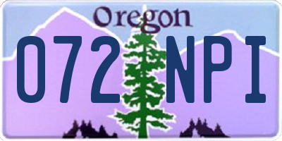 OR license plate 072NPI