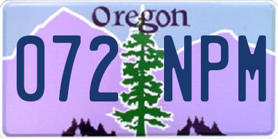 OR license plate 072NPM