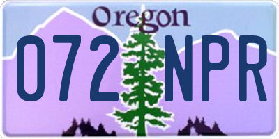 OR license plate 072NPR