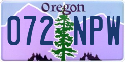 OR license plate 072NPW