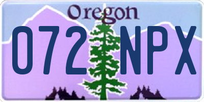 OR license plate 072NPX