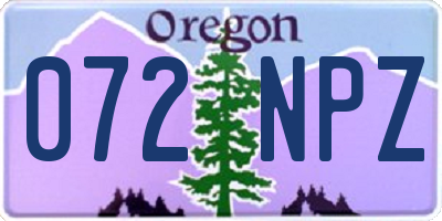 OR license plate 072NPZ