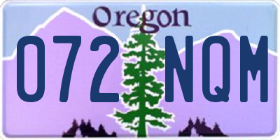 OR license plate 072NQM