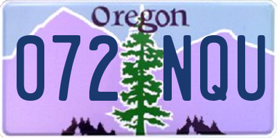 OR license plate 072NQU