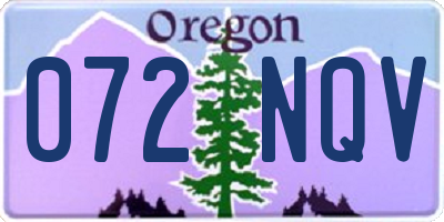 OR license plate 072NQV