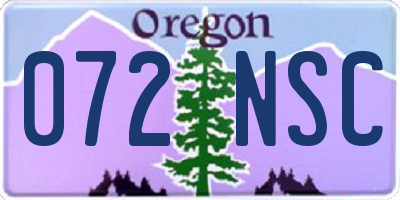 OR license plate 072NSC
