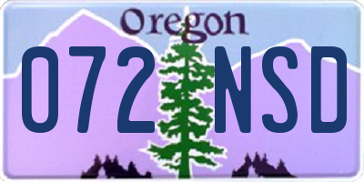 OR license plate 072NSD