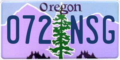 OR license plate 072NSG
