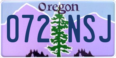 OR license plate 072NSJ