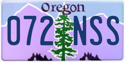 OR license plate 072NSS