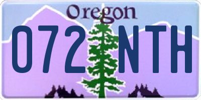 OR license plate 072NTH