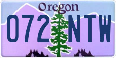 OR license plate 072NTW