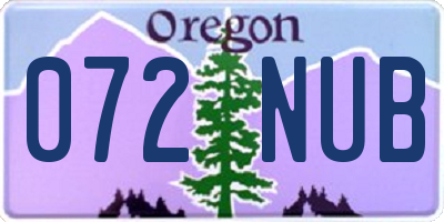 OR license plate 072NUB