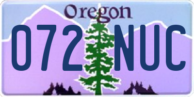 OR license plate 072NUC